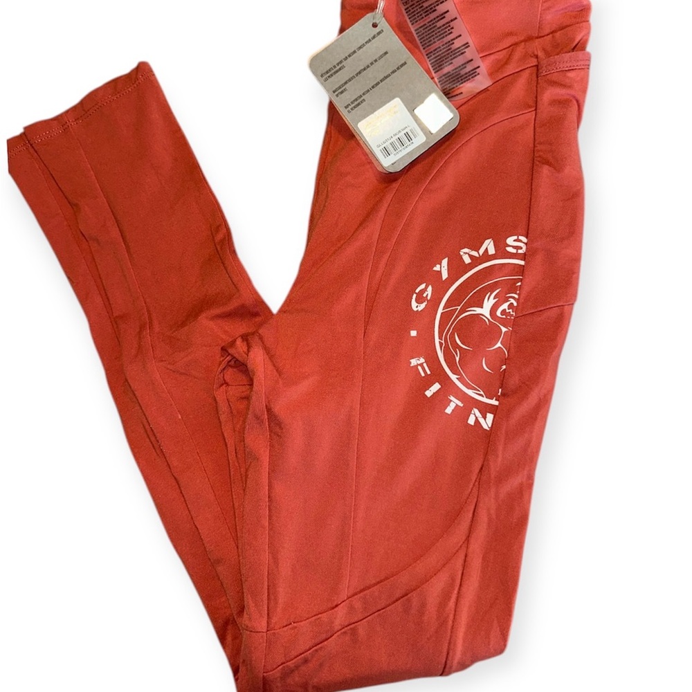 Gymshark Red High-Waist Leggings with Logo